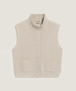 Best Rodier Gilet Sharifa manches courtes col mont blanc écru