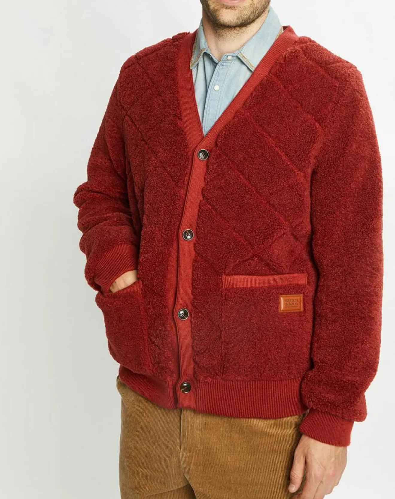 Discount Scotch & Soda Gilet Teddy en Sherpa rouge