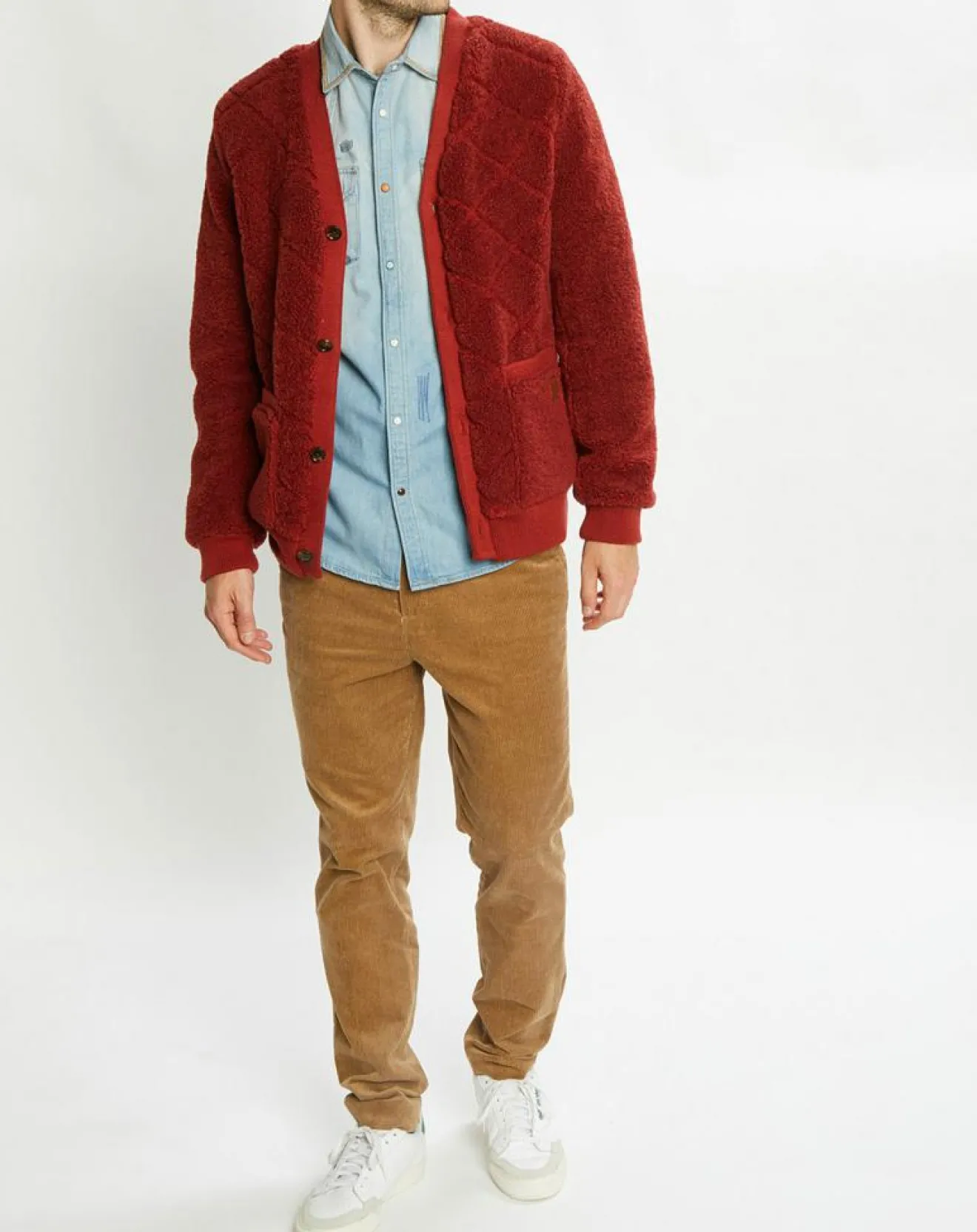 Discount Scotch & Soda Gilet Teddy en Sherpa rouge