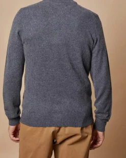 Clearance Oscar et Louise Gilet zippé 100% Cachemire John gris foncé