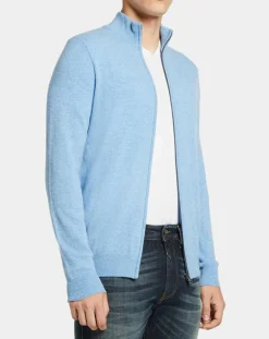 Homme Galeries Lafayette Gilet zippé 100% Cachemire Machgil bleu clair