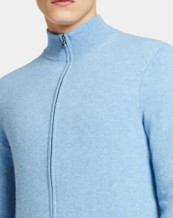 Homme Galeries Lafayette Gilet zippé 100% Cachemire Machgil bleu clair