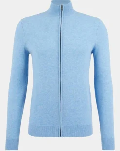 Homme Galeries Lafayette Gilet zippé 100% Cachemire Machgil bleu clair