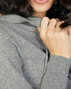 Best Cashmere Tribu Gilet zippé à capuche en Laine & Cachemire Erica gris chiné foncé