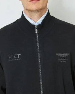 Homme Hackett London Gilet zippé 100% Laine Aston Martin Racing noir