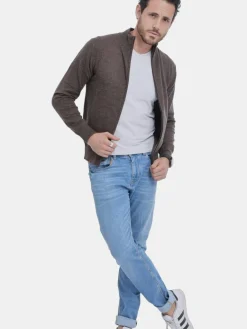 Homme C&Jo Gilet zippé classique café