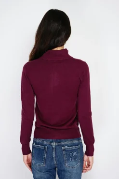 Femme C&Jo Gilet zippé en Cachemire mélangé bordeaux