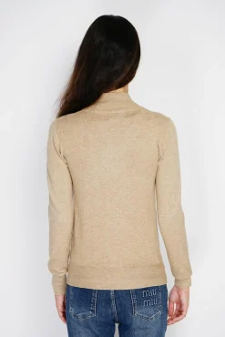 Femme C&Jo Gilet zippé en Cachemire mélangé camel