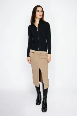 Femme C&Jo Gilet zippé en Cachemire mélangé noir