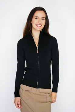 Femme C&Jo Gilet zippé en Cachemire mélangé noir