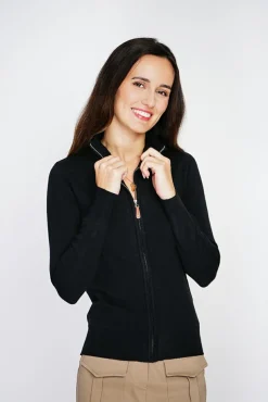 Femme C&Jo Gilet zippé en Cachemire mélangé noir