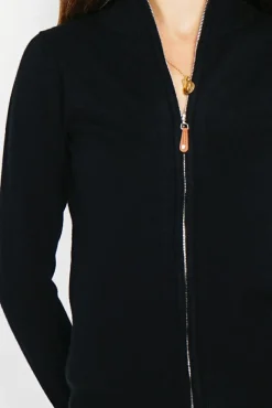 Femme C&Jo Gilet zippé en Cachemire mélangé noir