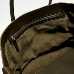 New Bottega Veneta Grand cabas en Velours de Cuir kaki - 33x45x20 cm