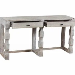 Clearance Bois & Chiffons Grande console bois hampton marron - 147x41x76 cm