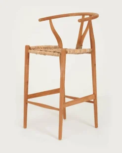 Uniqka Hirosi - Chaise de bar en teck massif et rotin