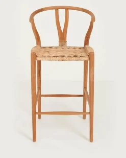 Uniqka Hirosi - Chaise de bar en teck massif et rotin