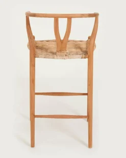 Uniqka Hirosi - Chaise de bar en teck massif et rotin