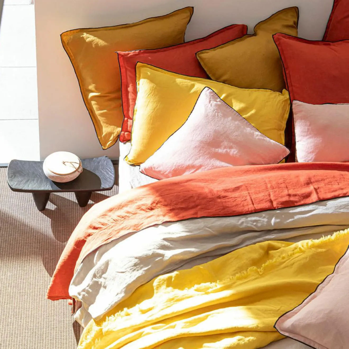 Best Baton Rouge Housse de couette 100% Lin rose nude