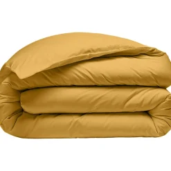 Discount Baton Rouge Housse de Couette 100% Percale de Coton - Finition Bouteille 40cm jaune moutarde