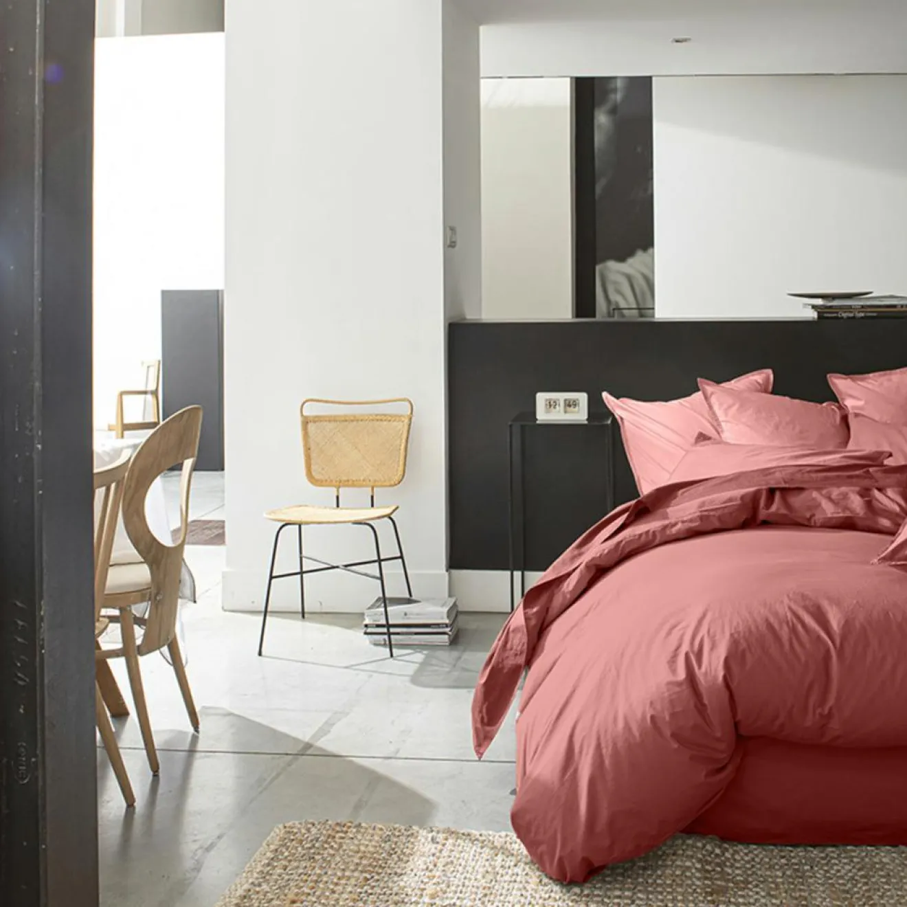 New Baton Rouge Housse de Couette 100% Percale de Coton - Finition Bouteille 40cm vieux rose