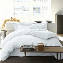 Discount Baton Rouge Housse de couette en percale de coton lavé blanc nuage