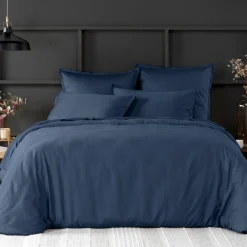 Baton Rouge Housse de couette satin de coton lavé bleue