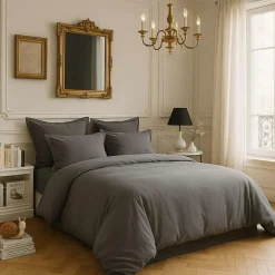 Online Baton Rouge Housse de couette satin de coton lavé grise