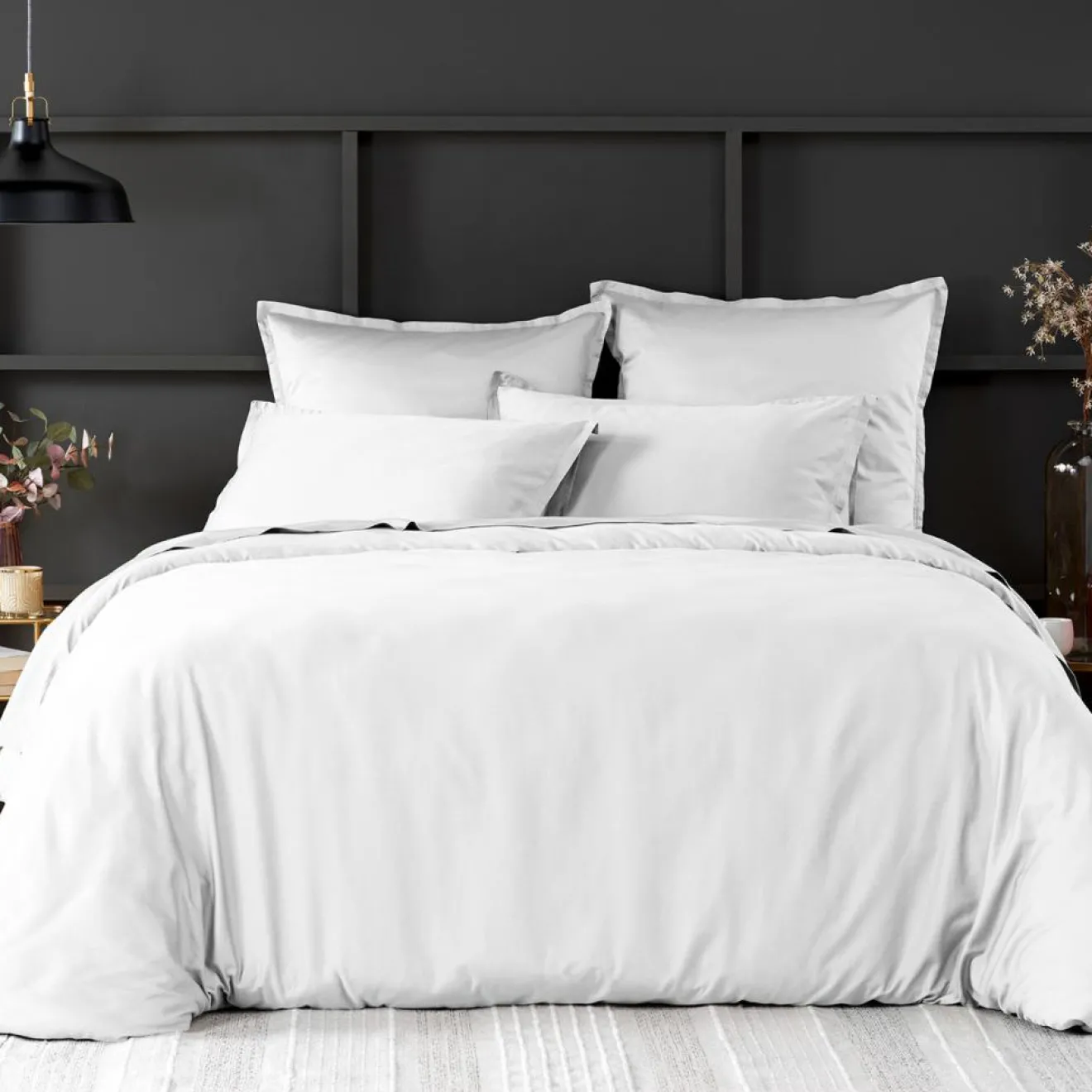 Sale Baton Rouge Housse de couette satin de coton lavé blanche