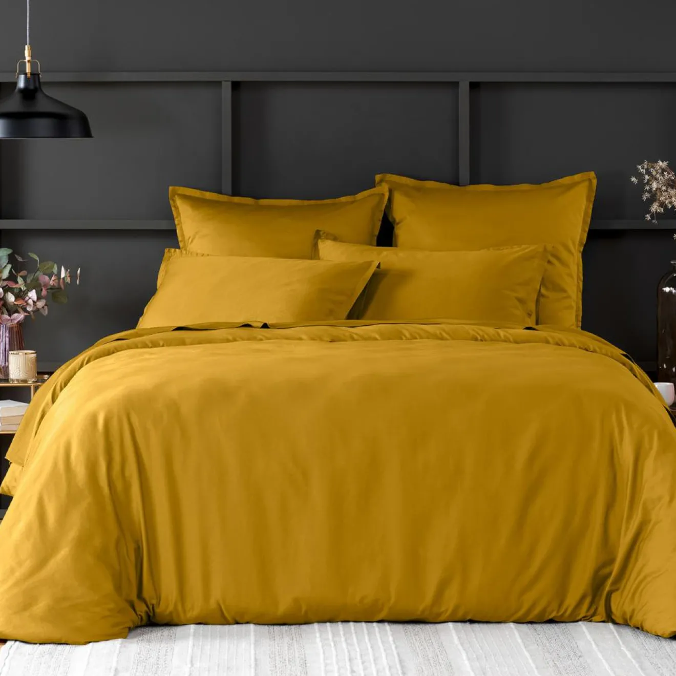 Sale Baton Rouge Housse de couette satin de coton lavé moutarde