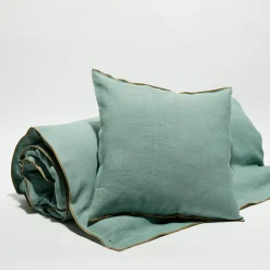 Online Apotheca Housse de coussin en lin lavé jade - 45x45 cm