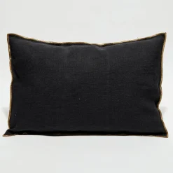 Apotheca Housse de coussin en lin lavé noire - 40x60 cm