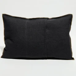 Apotheca Housse de coussin en lin lavé noire - 40x60 cm