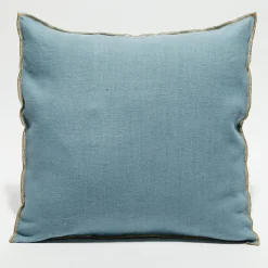 Apotheca Housse de coussin en lin lavé bleu stone - 45x45 cm