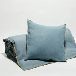 Apotheca Housse de coussin en lin lavé bleu stone - 45x45 cm