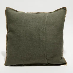 Apotheca Housse de coussin en lin lavé kaki - 45x45 cm