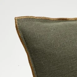 Apotheca Housse de coussin en lin lavé kaki - 40x60 cm