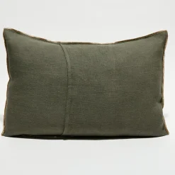 Apotheca Housse de coussin en lin lavé kaki - 40x60 cm