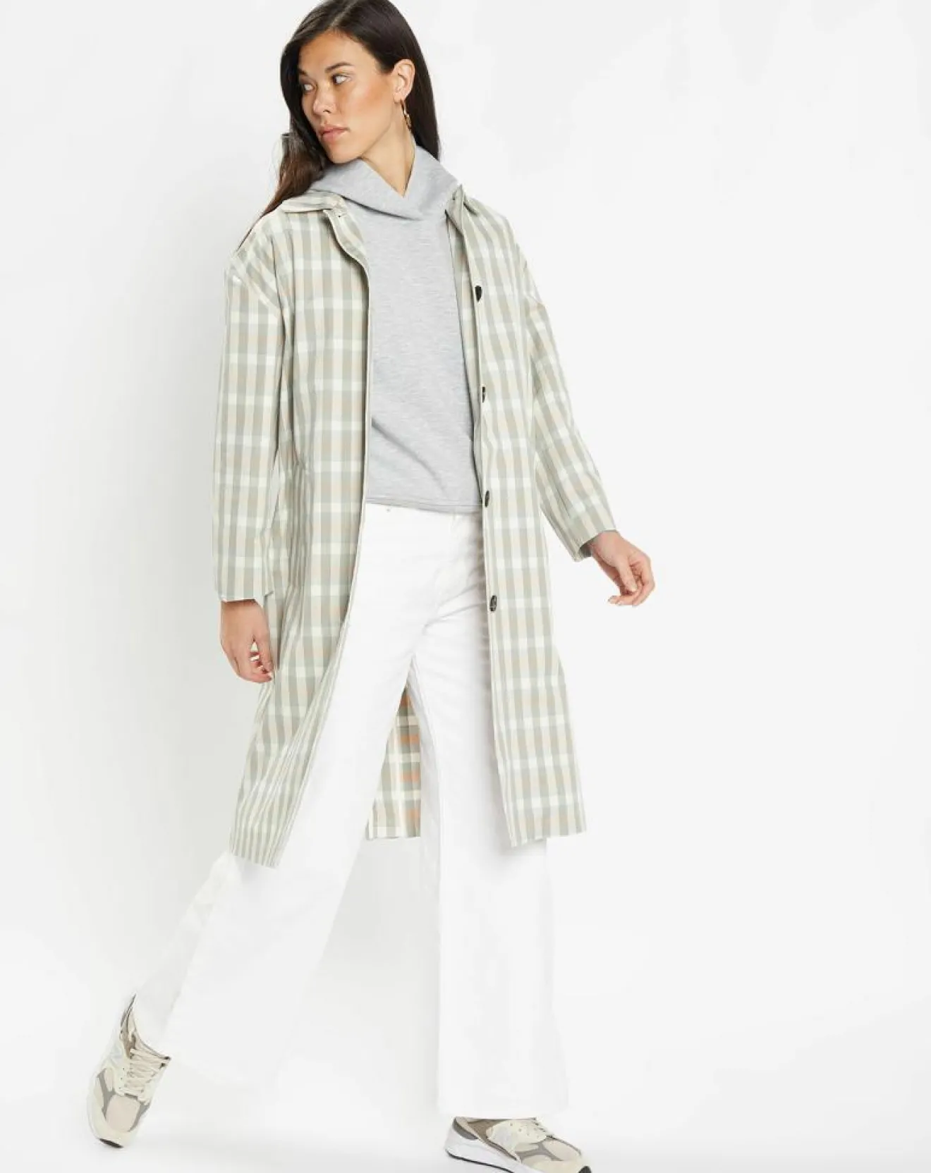 Femme Galeries Lafayette Imperméable en Coton Louis à carreaux beige