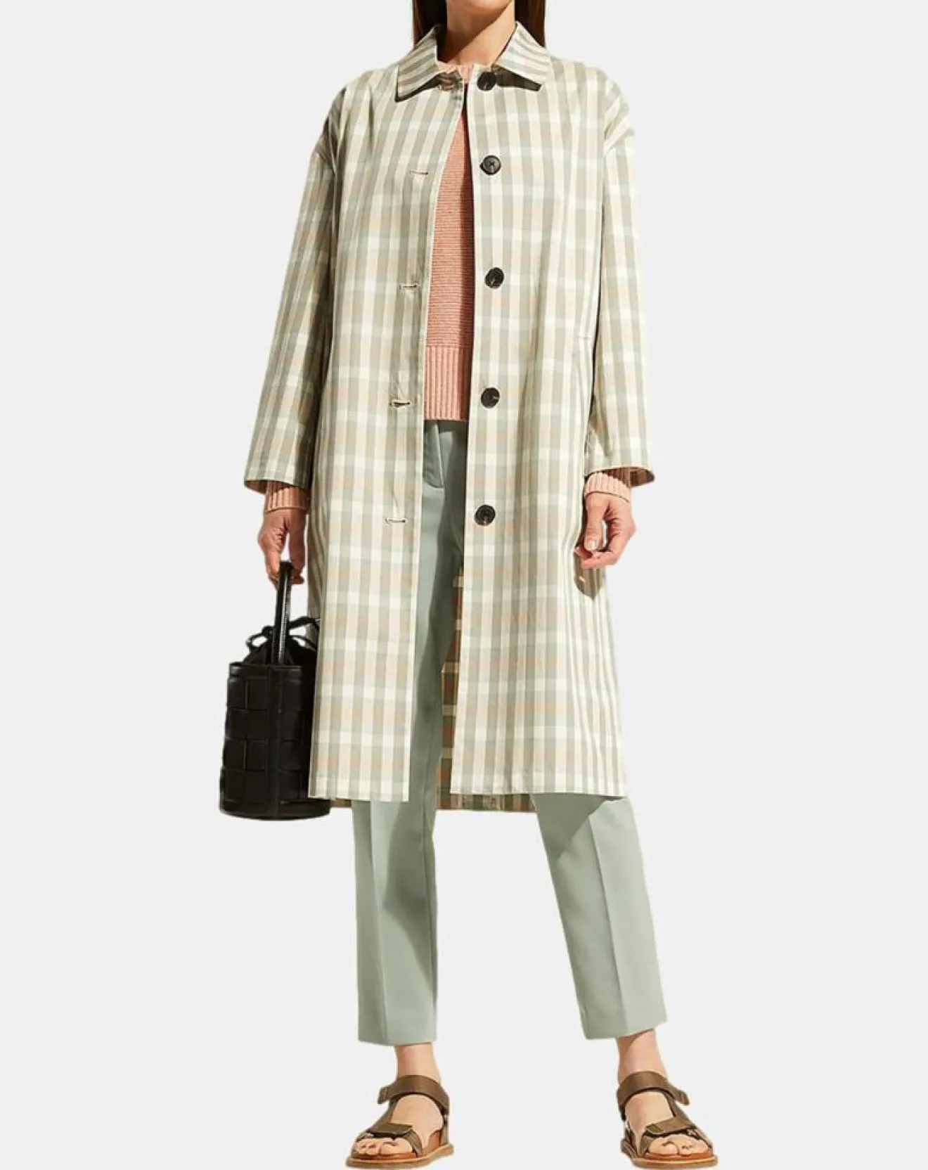 Femme Galeries Lafayette Imperméable en Coton Louis à carreaux beige