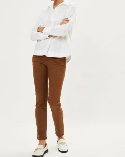 Femme Galeries Lafayette Jean ajusté Gerly en Toile de coton noisette