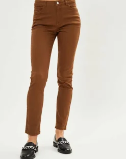 Femme Galeries Lafayette Jean ajusté Gerly en Toile de coton noisette