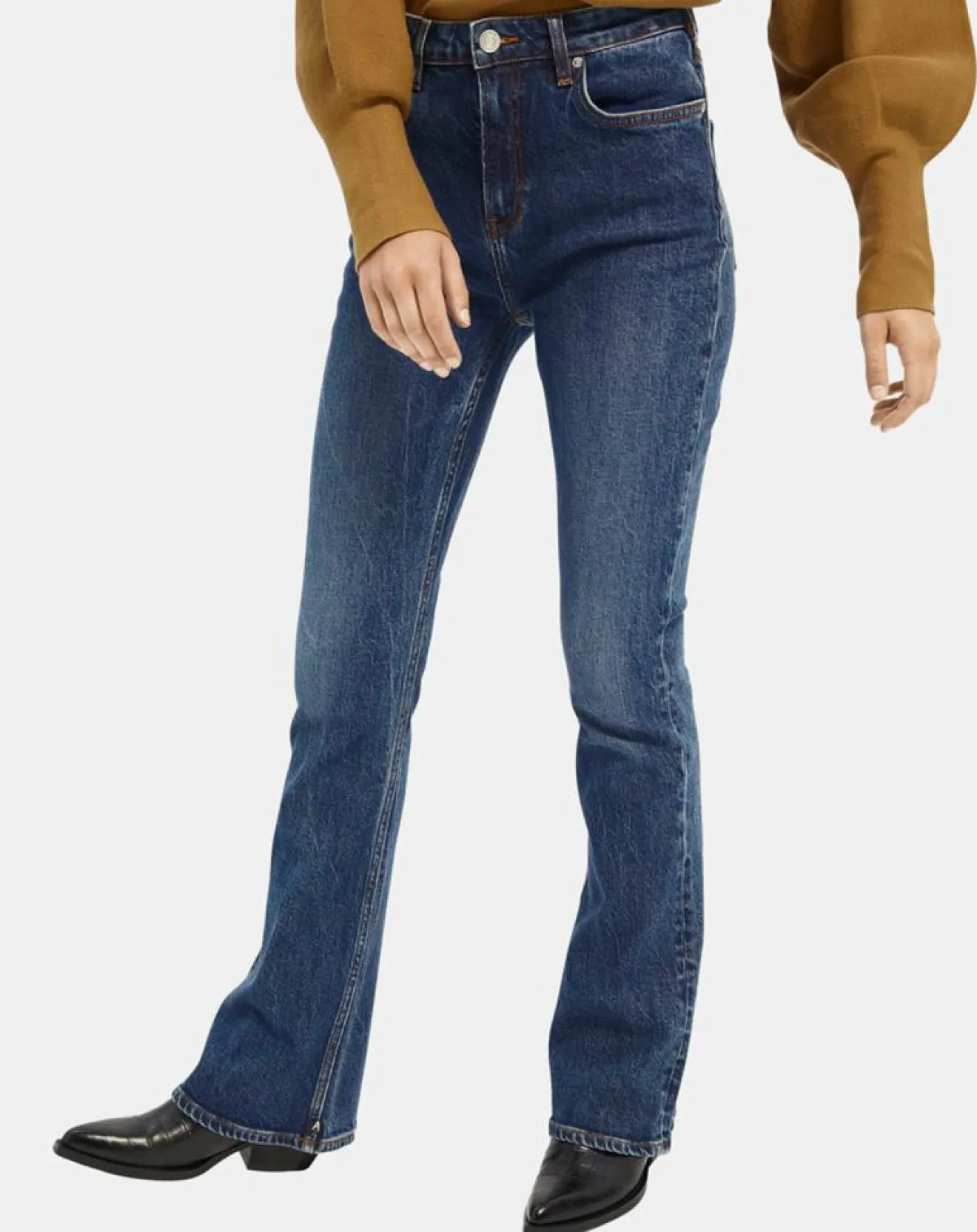 Femme Scotch & Soda Jean charm flare taille haute bleu moyen