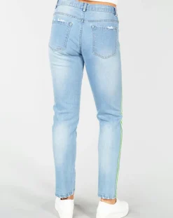 Femme Derhy Jean Dejeuner décousu délavé bleu pétrole