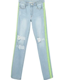 Femme Derhy Jean Dejeuner décousu délavé bleu pétrole