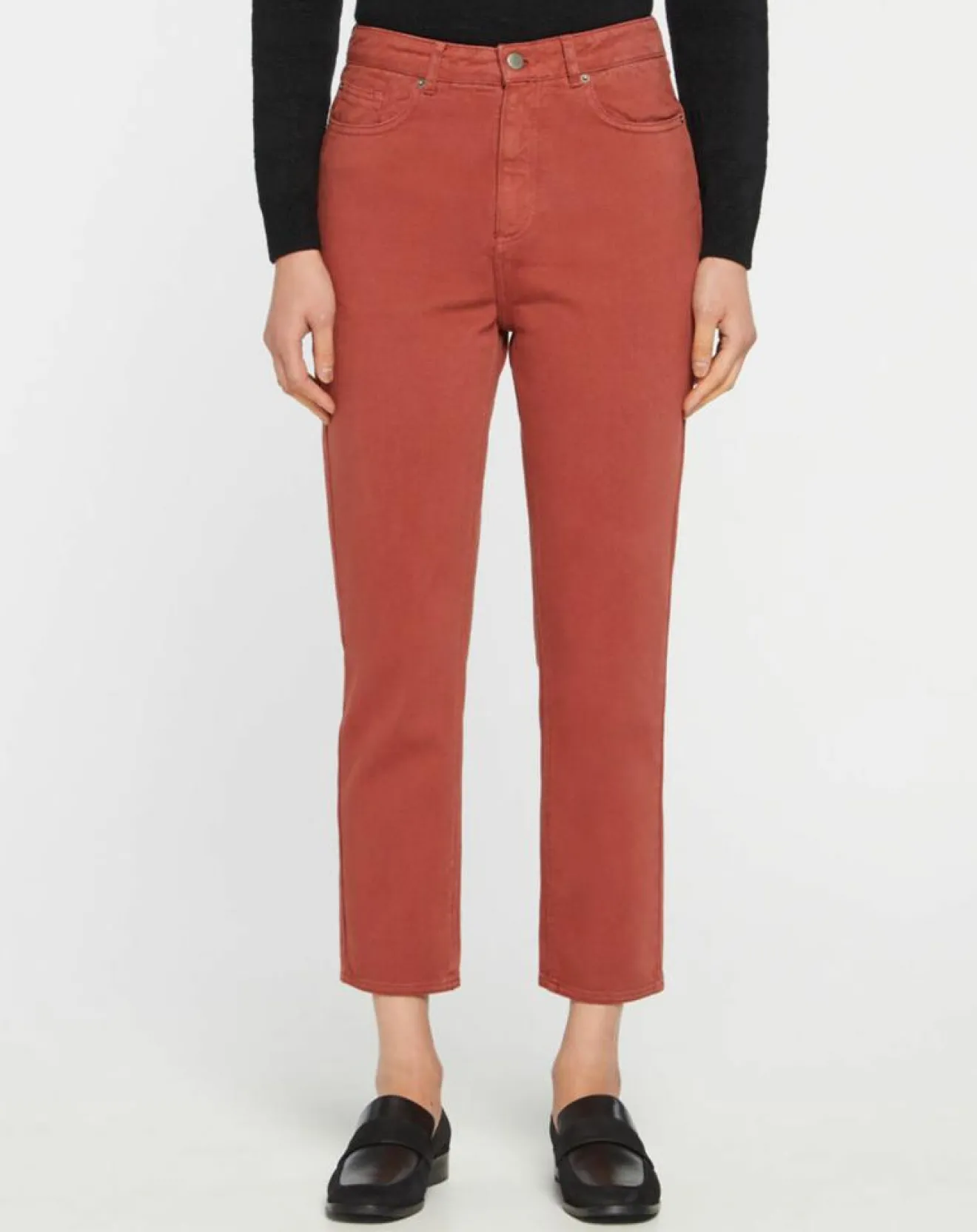Femme Galeries Lafayette Jean délavé en Toile de coton 7/8 marron