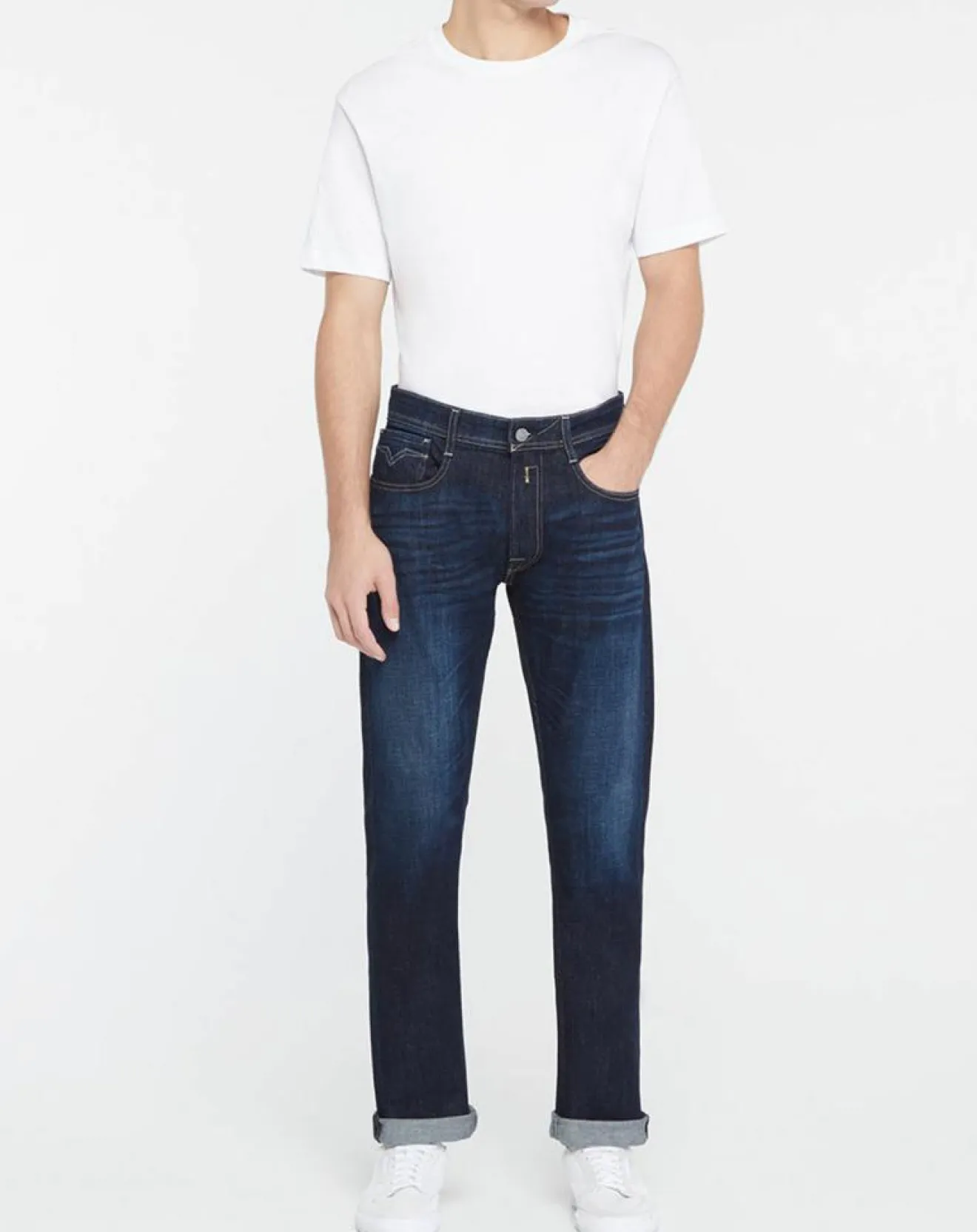New Replay Jean droit 100% Coton Bio Pure Denim Rocco bleu foncé
