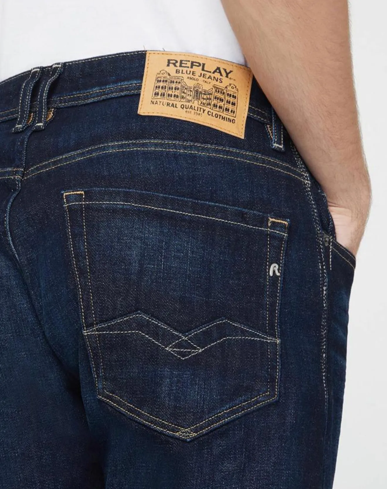 New Replay Jean droit 100% Coton Bio Pure Denim Rocco bleu foncé