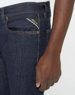 Homme Replay Jean droit Aged Eco Grover bleu brut