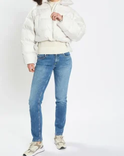 Femme Marc O'Polo Jean droit en Coton extensible Alby bleu moyen