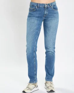 Femme Marc O'Polo Jean droit en Coton extensible Alby bleu moyen
